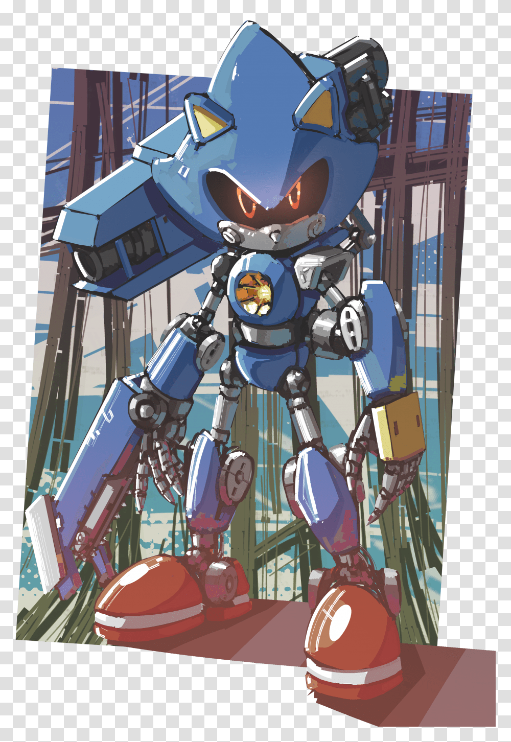 Metal Sonic But He Has A Cannon And A Chainsaw Metal Sonika, Robot, Overwatch, Architecture, Building Transparent Png