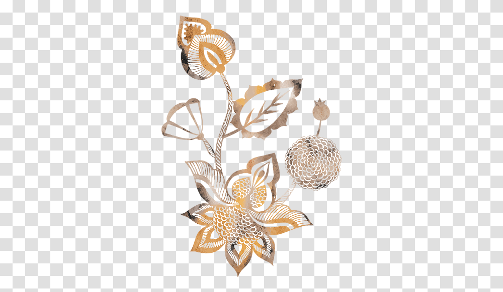 Metallic Budding Flower Temporary Tattoo Illustration, Floral Design, Pattern, Graphics, Art Transparent Png