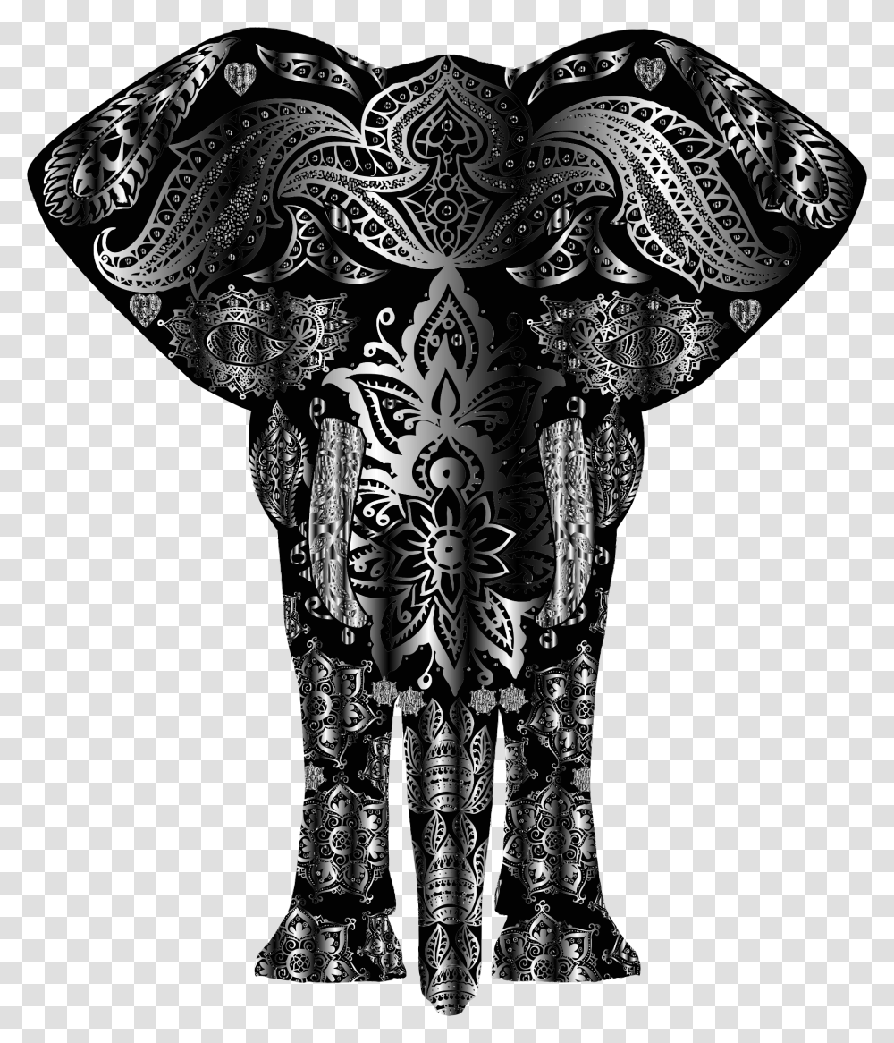 Metallic Floral Pattern Big Rainbow Elephant, Cross, Floral Design Transparent Png