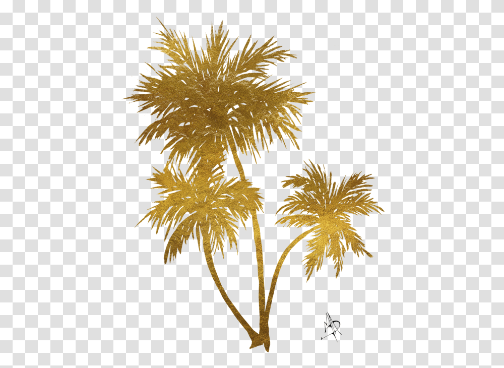 Metallic Gold Palm Trees Tropical Trendy Art Kids T Shirt Gold Palm Tree, Plant, Nature, Outdoors, Ornament Transparent Png