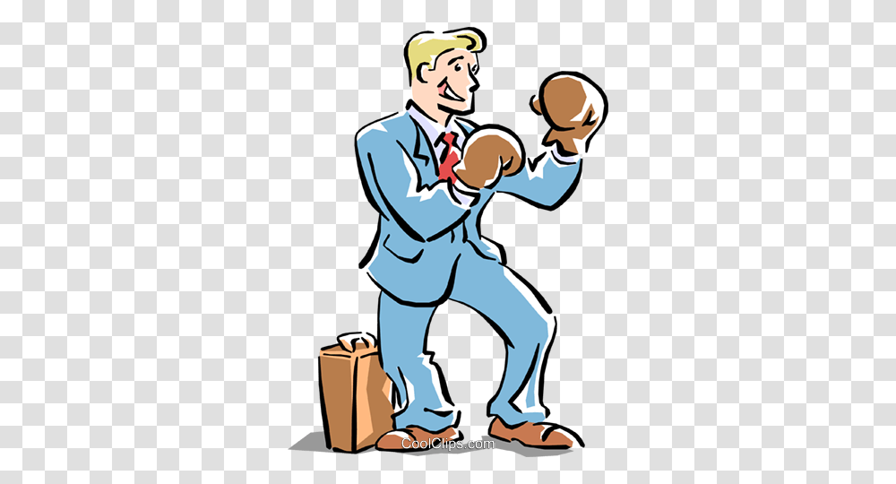 Metaphor Businessman Boxing Royalty Free Vector Clip Art, Person, Sport, People, Kicking Transparent Png