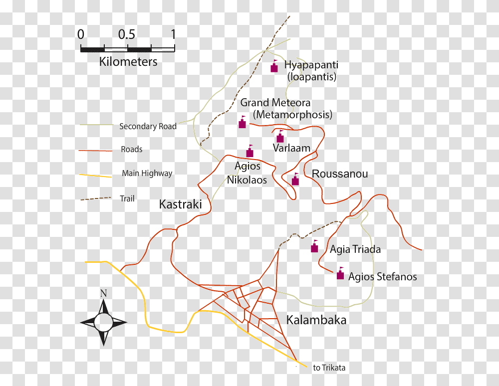 Meteora Monastery Map Map, Vegetation, Plot, Outdoors, Nature Transparent Png