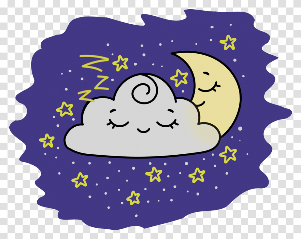 Meteorological Phenomenon Cloud Cartoon Sleeping Moon Clipart, Graphics, Outdoors, Nature, Text Transparent Png