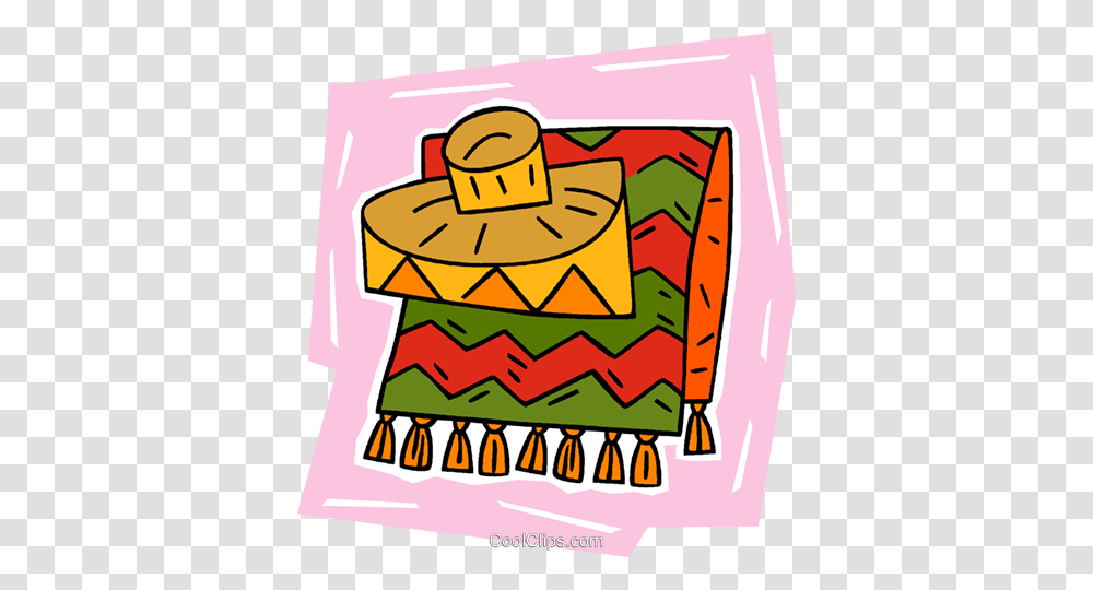 Mexican Blanket With Hat Royalty Free Vector Clip Art Illustration, Apparel, Poster, Advertisement Transparent Png