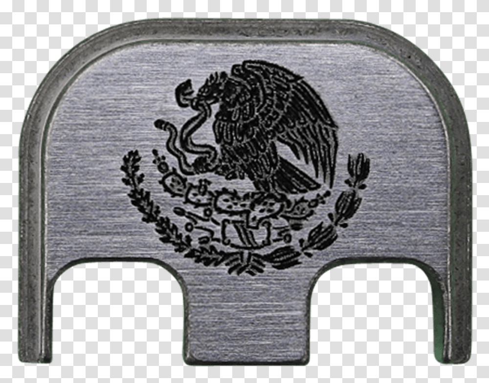 Mexican Eagle Titanium Brushed Finish Back Plate Gold Mexican Coat Of Arms, Rug, Buckle Transparent Png