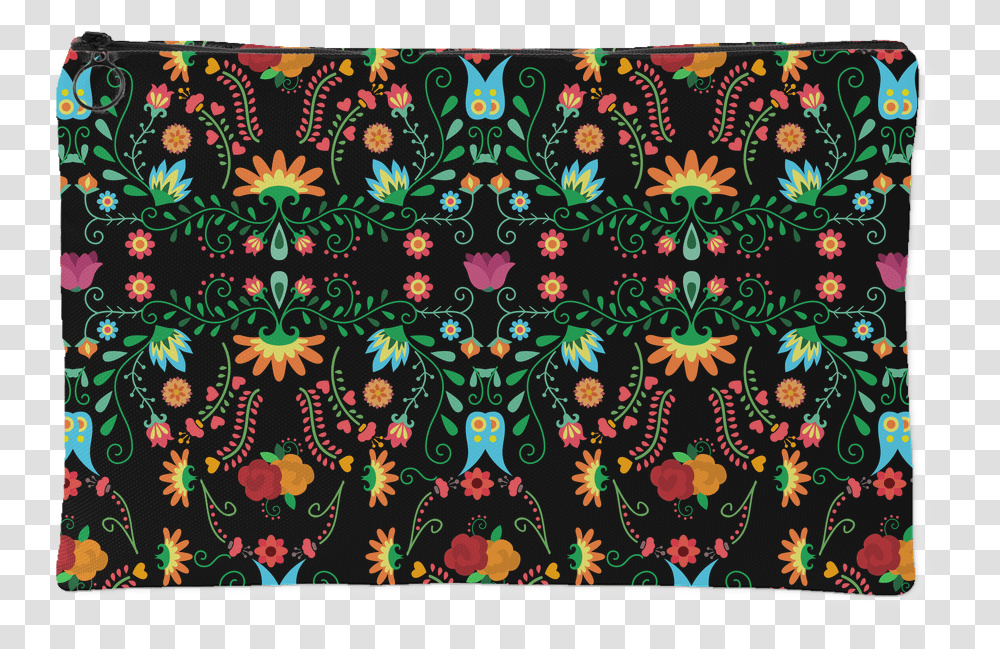 Mexican Flower Pattern Accessory Pouch Background Mexican Flowers, Rug, Floral Design, Graphics, Art Transparent Png