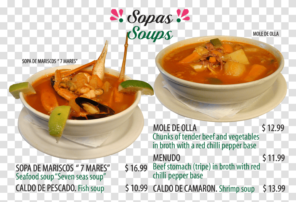 Mexican Food I Duendin Menu Huarache Azteca Bowl, Meal, Dish, Soup Bowl, Pottery Transparent Png