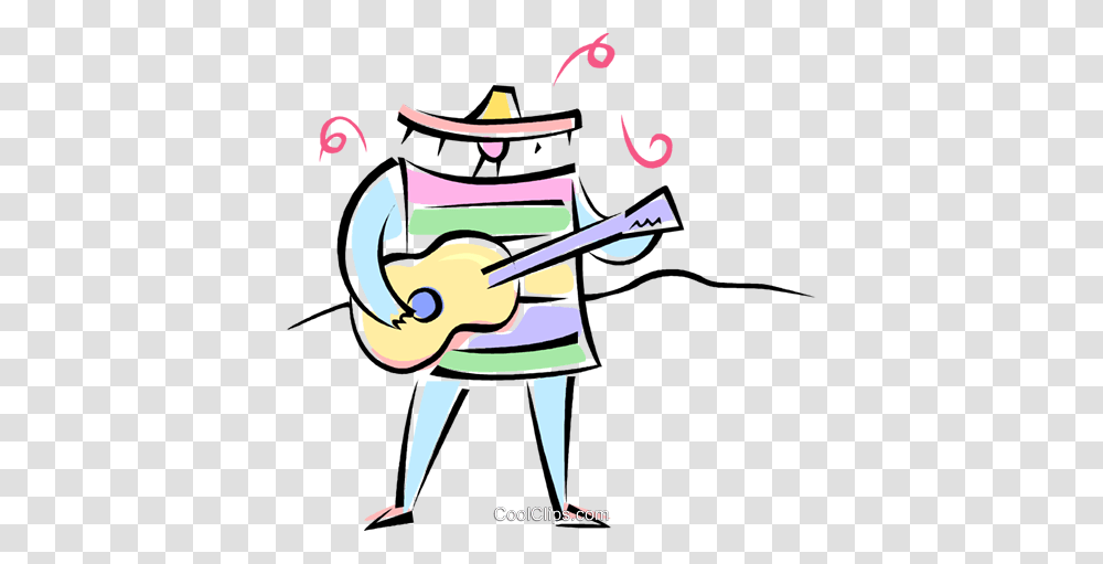 Mexican Guitar Player Royalty Free Vector Clip Art Illustration, Musician, Musical Instrument, Bow, Leisure Activities Transparent Png