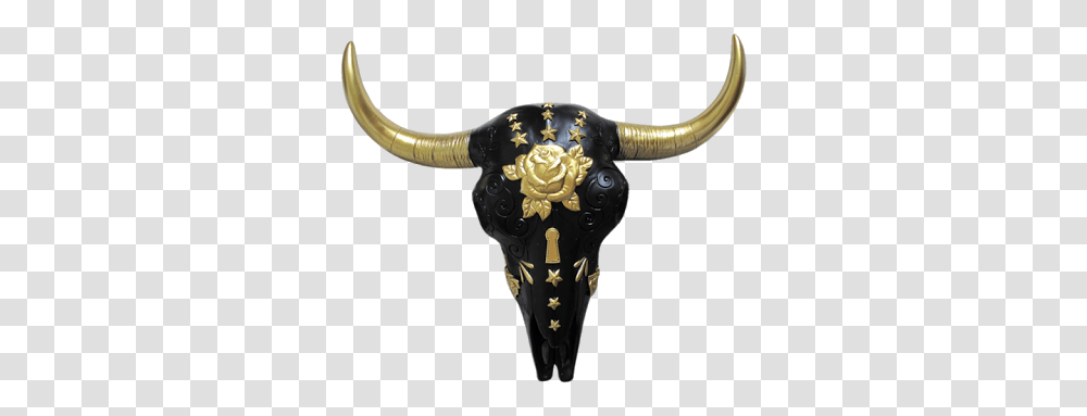 Mexican Hand Painted Cow Skull Statue Wall Hanging Bull, Longhorn, Cattle, Mammal, Animal Transparent Png