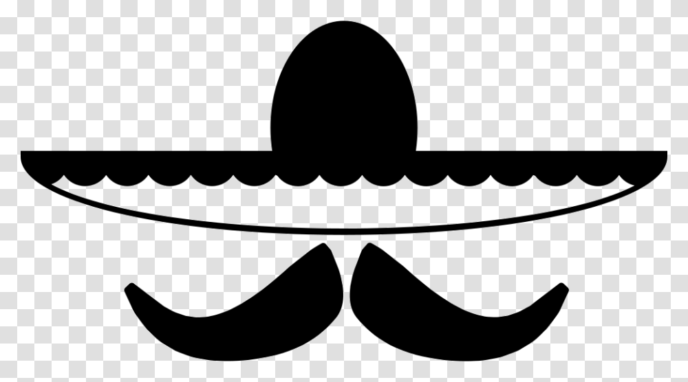 Mexican Hat And Mustache Sombrero, Apparel, Stencil, Silhouette Transparent Png