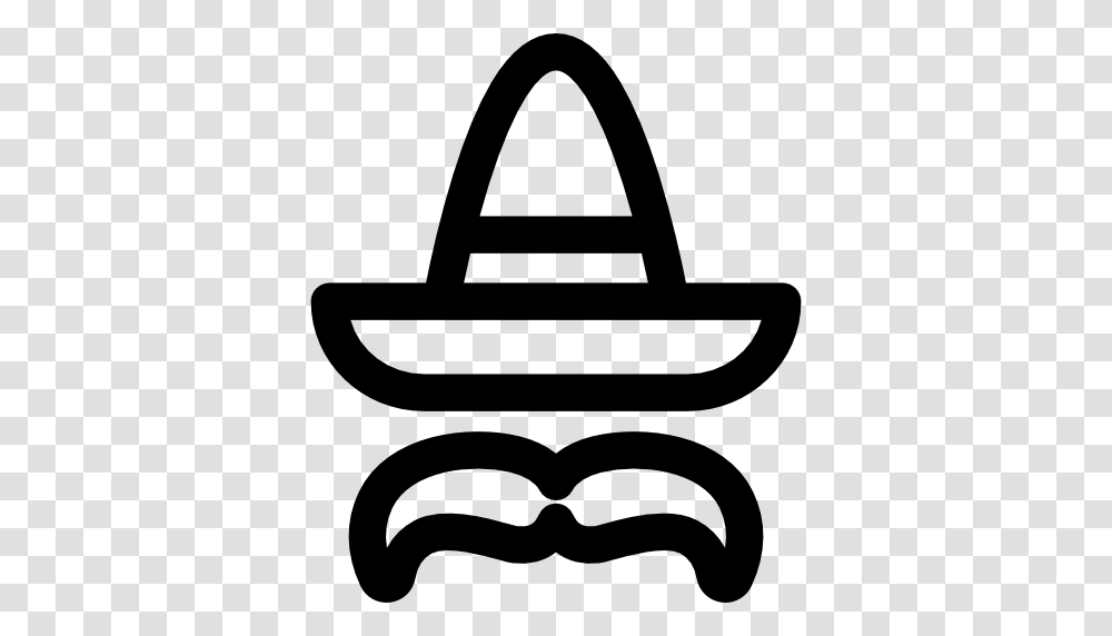 Mexican Hat Mariachi Fashion Moustache Traditional Icon, Stencil, Silhouette, Logo Transparent Png