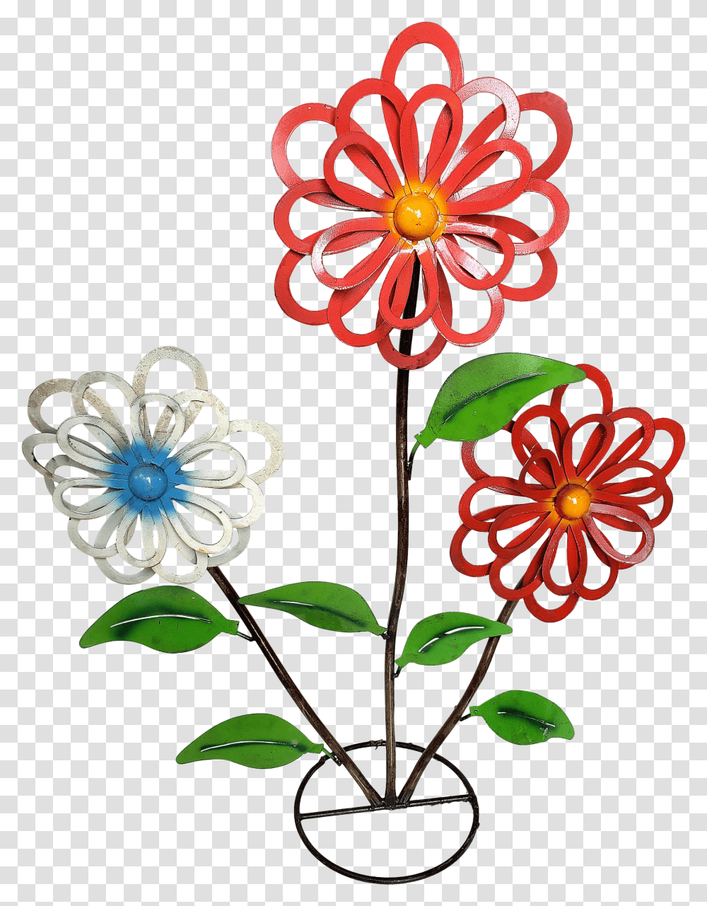 Mexican Recycled Metal Floral Garden Sculpture Flowers Transparent Png
