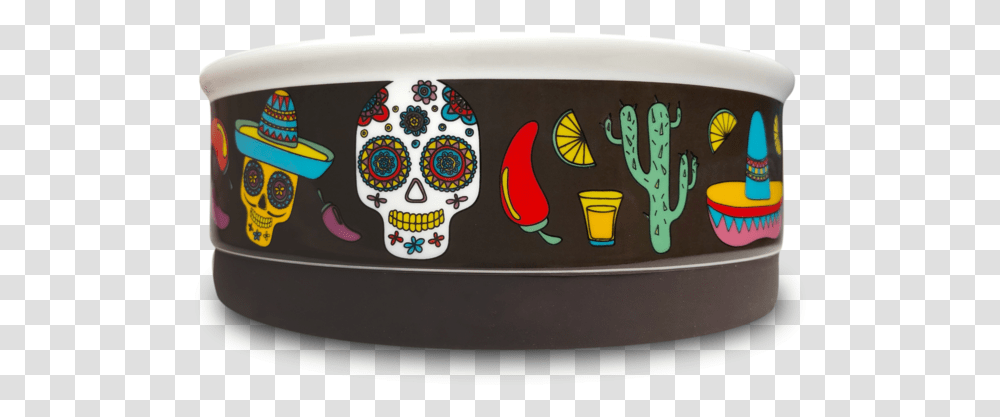 Mexican Skull Designer Dog Bowl Medium Skull, Birthday Cake, Food, Soup Bowl, Dish Transparent Png
