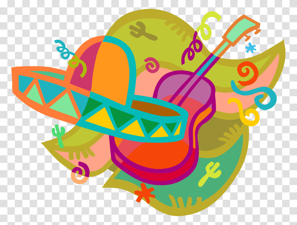 Mexican Sombrero Hat With Guitar, Apparel Transparent Png