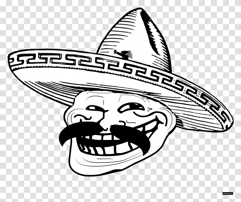 Mexican Troll Face, Apparel, Sombrero, Hat Transparent Png