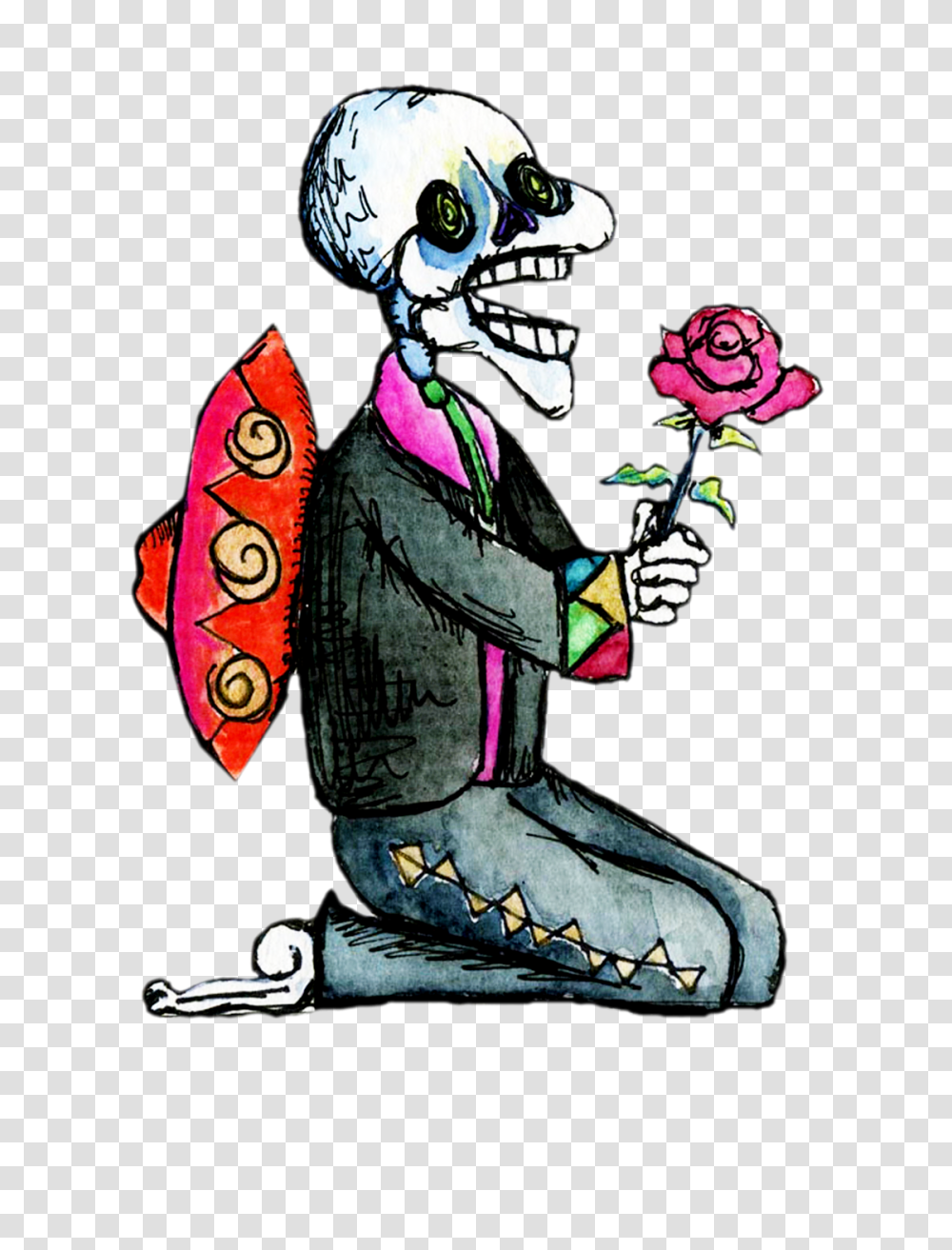 Mexico Day Of The Dead Dancer Mariachi Skeleton Hand Drawn Clip, Performer, Figurine Transparent Png