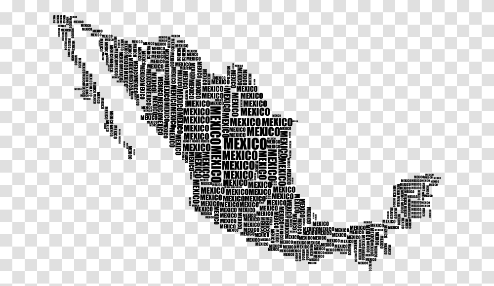 Mexico Map Word Cloud Black Mexico Map Word Art, Gray, World Of Warcraft Transparent Png