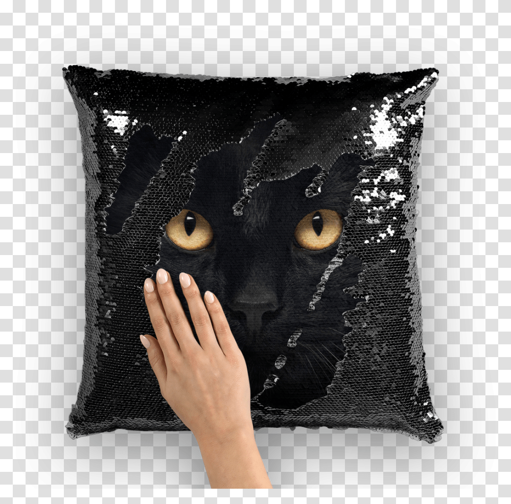 Mezmerizing Black Cat Eyes Magical Hidden Pillow Nicolas Cage Sequin Throw Pillow, Cushion, Person, Human Transparent Png