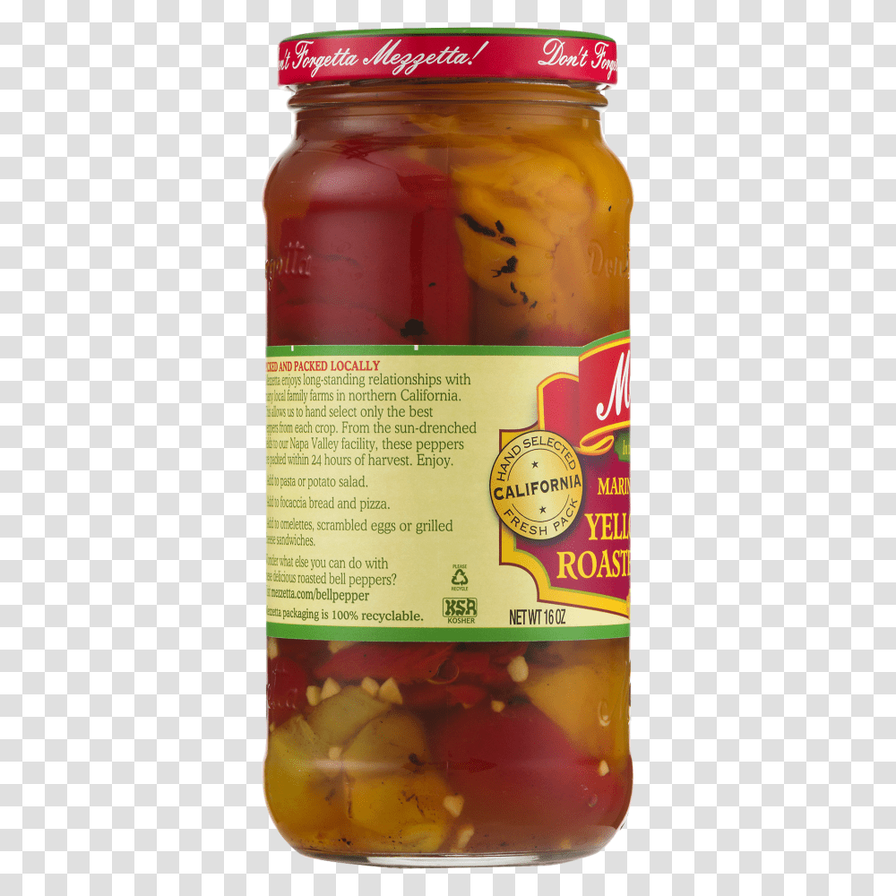 Mezzetta Marinated Sweet Yellow Red Roasted Peppers Oz, Ketchup, Food, Relish, Jar Transparent Png