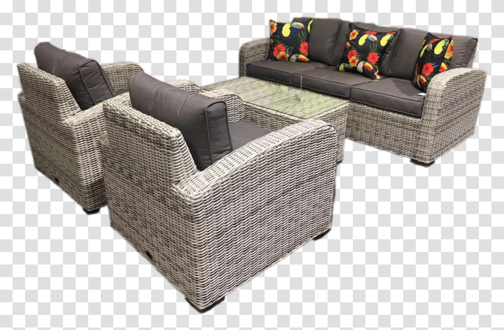 Miami 4pce Wicker Sofa Setting Outdoor Sofa, Furniture, Couch, Rug, Table Transparent Png