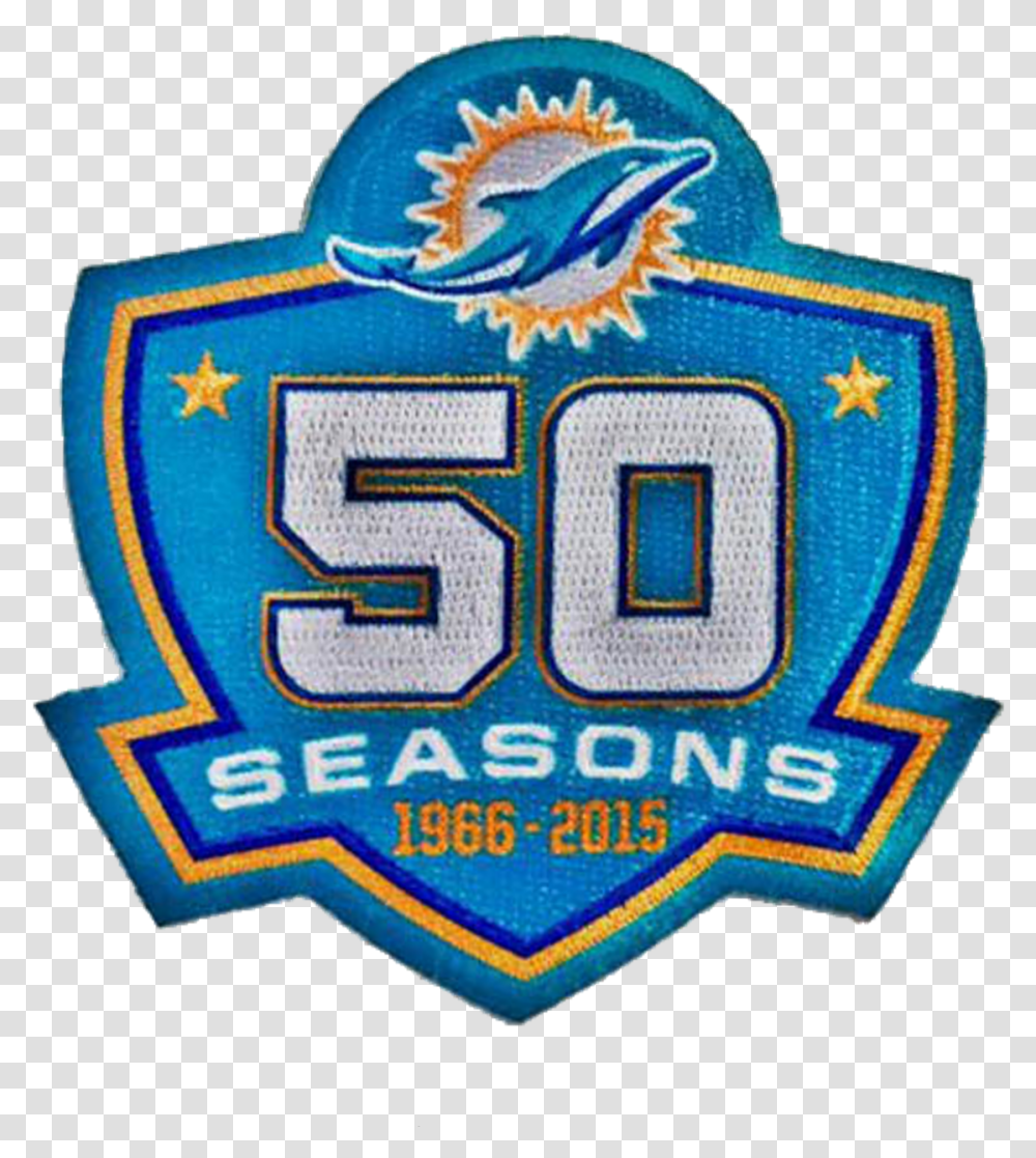 Miami Dolphins Logo 50 Anniversary Download 2015 Miami Dolphins Season, Trademark, Badge, First Aid Transparent Png