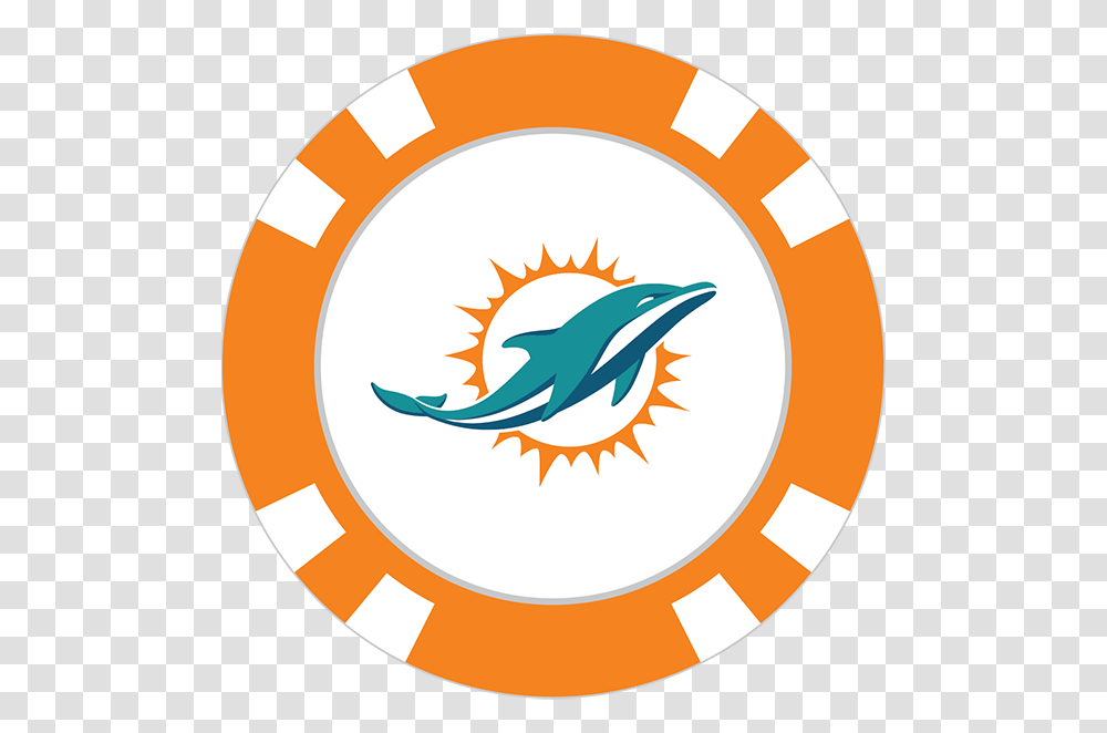 Miami Dolphins Poker Chip Ball Marker, Logo, Trademark, Emblem Transparent Png