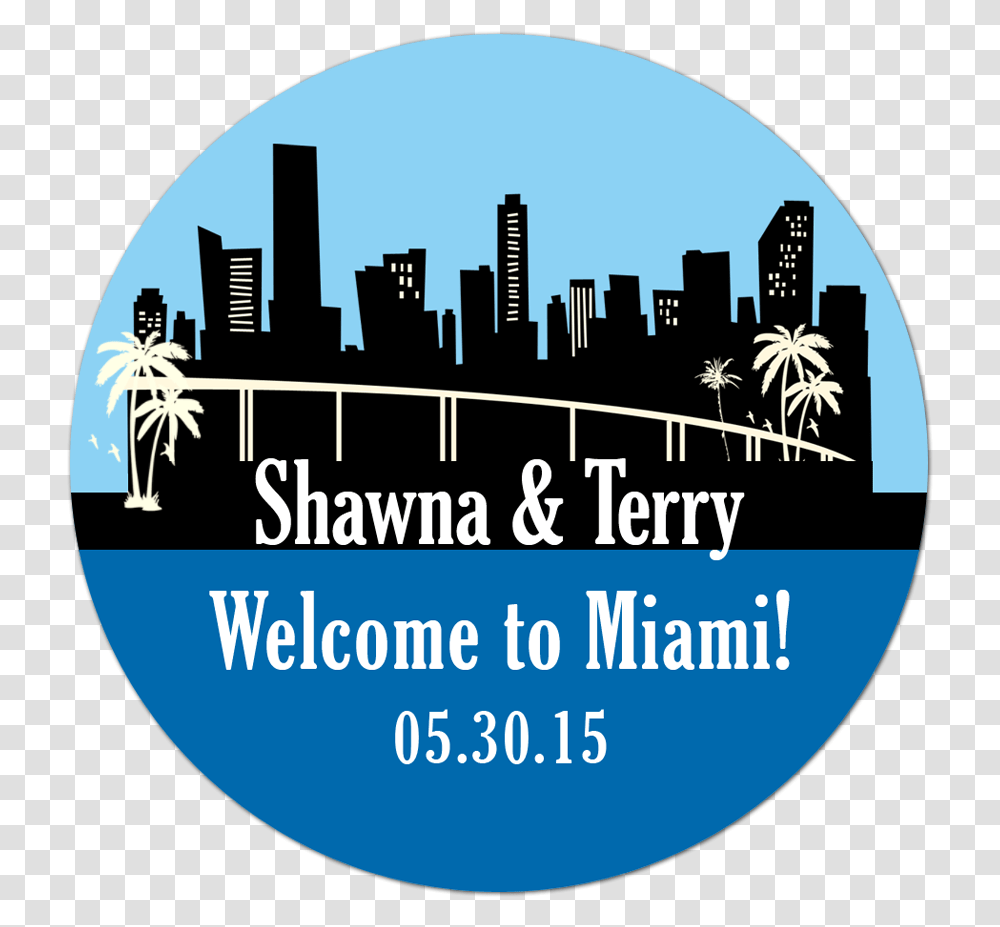 Miami Florida Skyline Personalized Sticker Wedding Bashment, Word, Logo Transparent Png