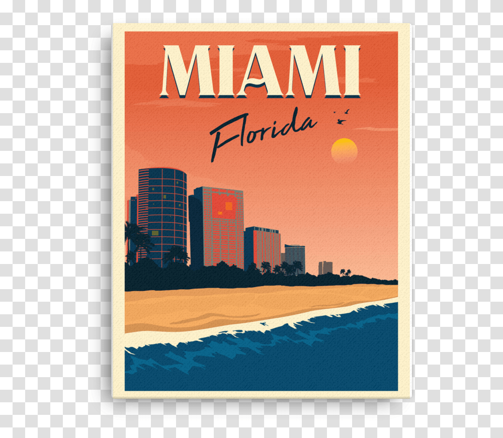 Miami Florida Travel Poster, Advertisement, Novel, Book, Electronics Transparent Png
