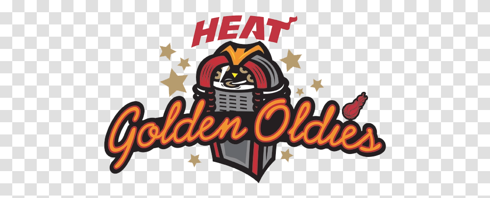 Miami Heat Golden Oldies Logo Image Cartoon, Symbol, Text, Trademark, Leisure Activities Transparent Png