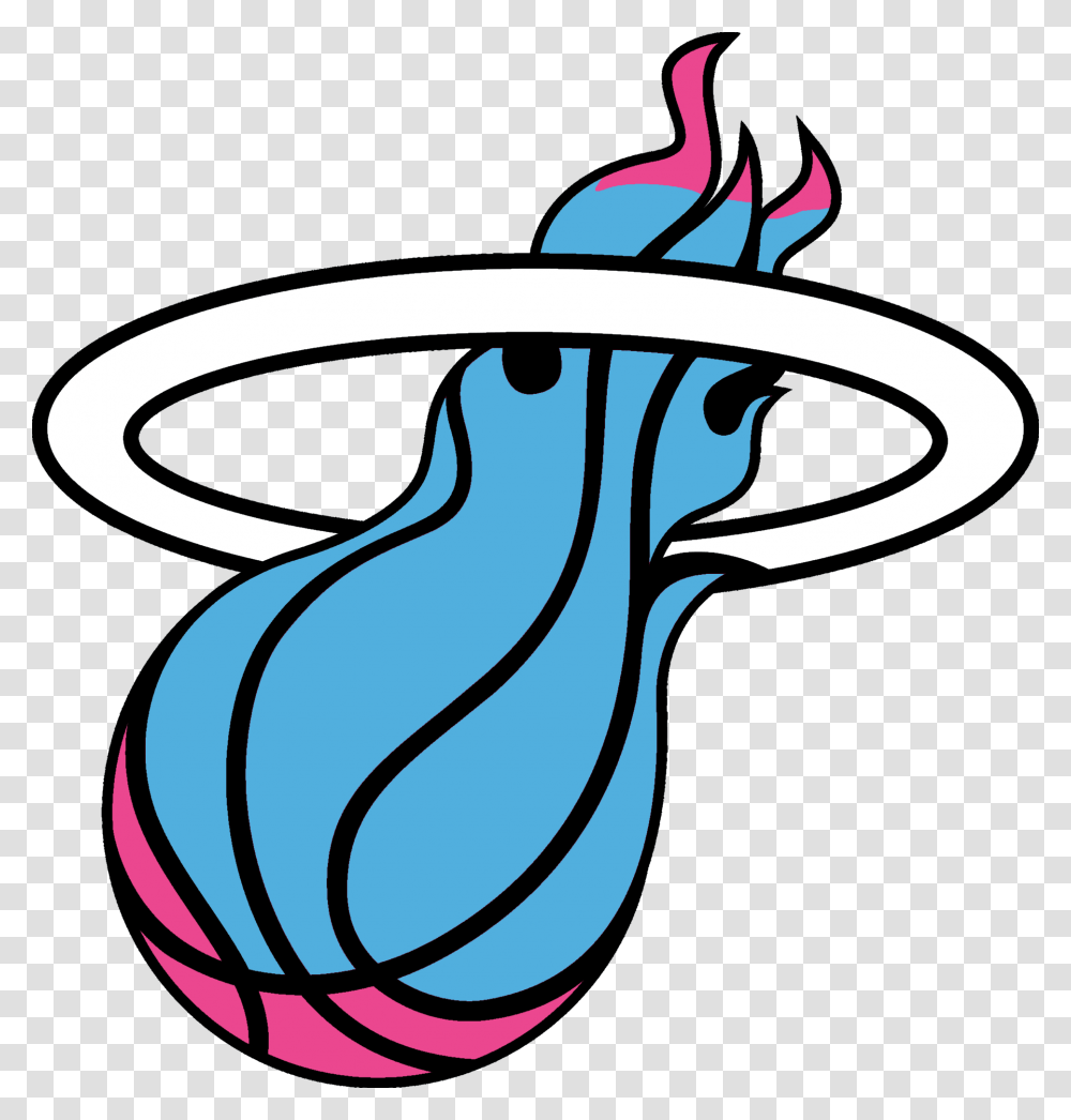 Miami Heat Logo Pink And Blue, Animal, Bird, Water Transparent Png