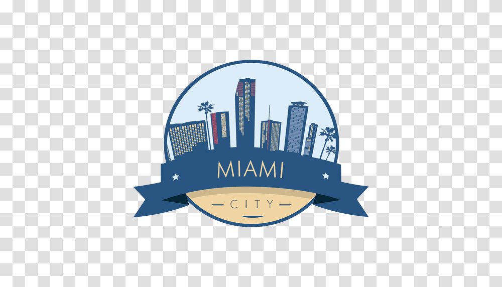 Miami Skyline Badge, Apparel, Hat, Cap Transparent Png