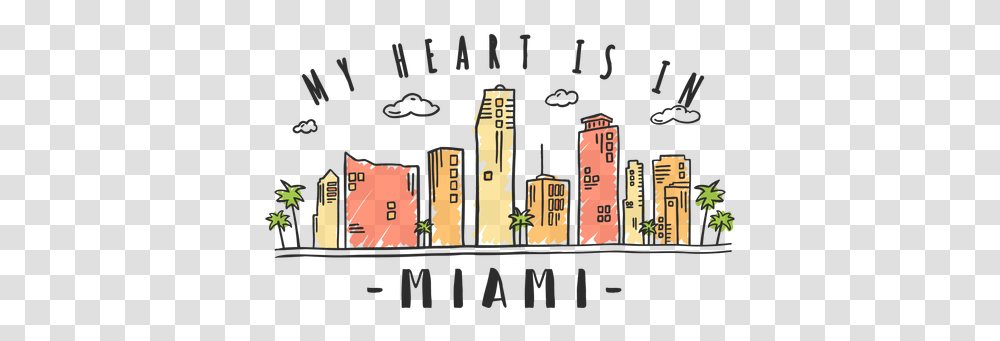 Miami Skyline Sticker Miami, Building, Architecture, Urban, City Transparent Png