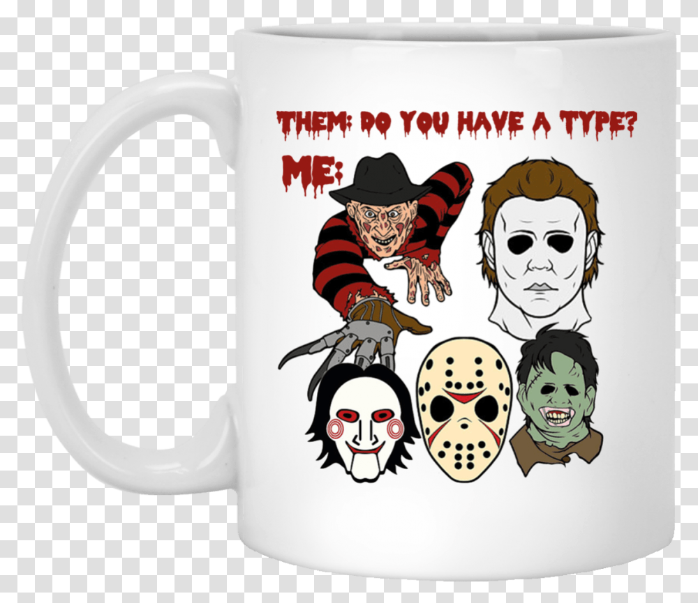 Michael Ghostface Jason And Freddy, Coffee Cup, Person, Human, Stein Transparent Png