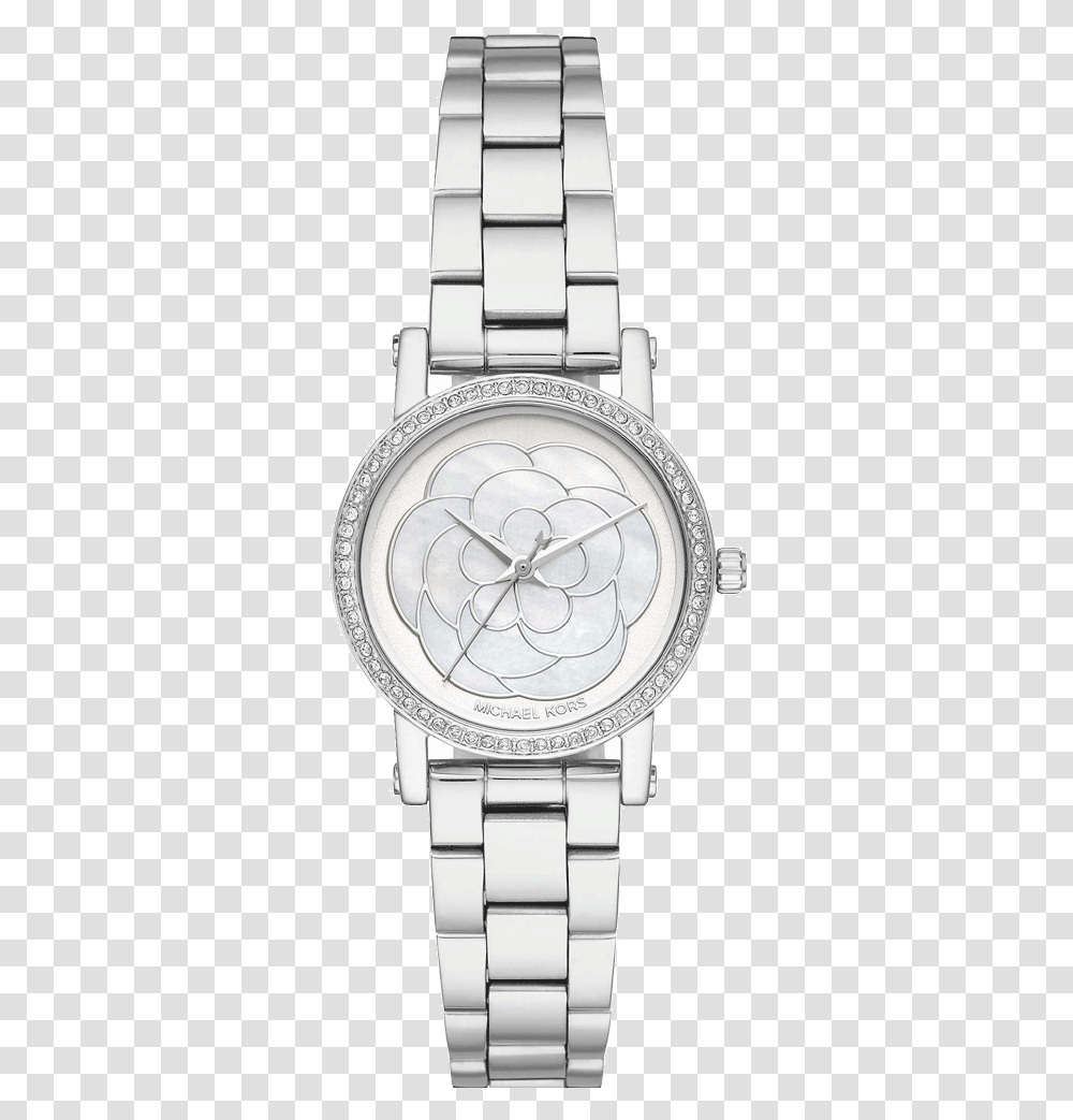 Michael Kors Petite Norie Michael Kors Silver Flower Watch, Wristwatch, Clock Tower, Architecture, Building Transparent Png