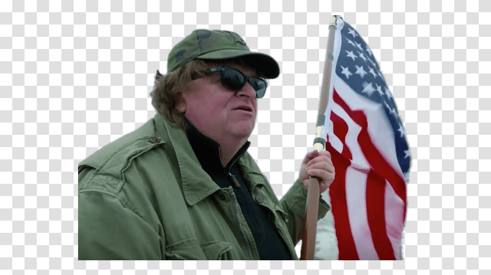 Michael Moore Holding The American Flag Invade Next, Sunglasses, Accessories, Accessory, Person Transparent Png