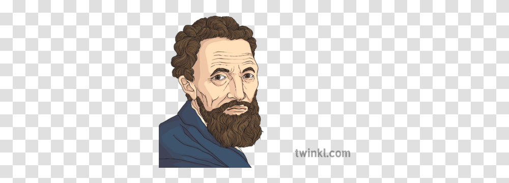 Michelangelo Illustration Twinkl Gentleman, Face, Person, Head, Beard Transparent Png