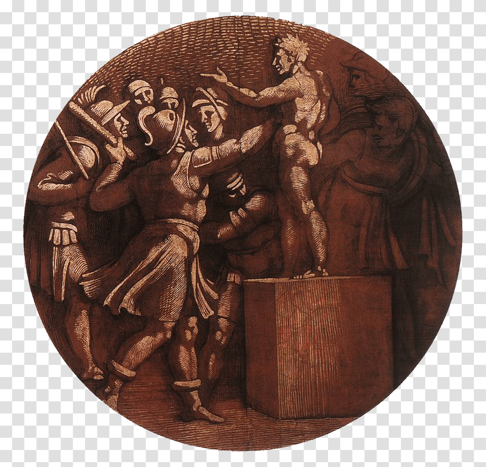 Michelangelo Medaglione Michelangelo The Destruction Of The Statue Of Baal, Painting, Person, Human Transparent Png
