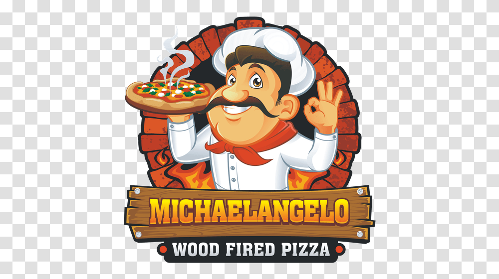 Michelangelo Wood Fired Pizza Woodfire Pizza Cartoon, Chef, Text, Crowd Transparent Png