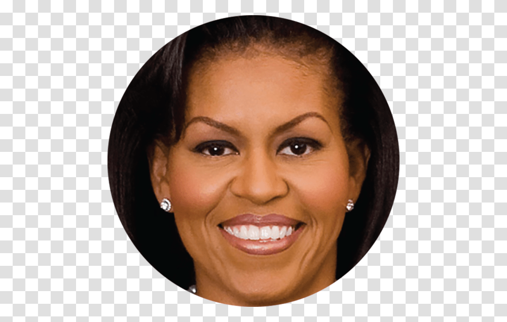 Michelle Obama Button Michelle, Face, Person, Human, Dimples Transparent Png