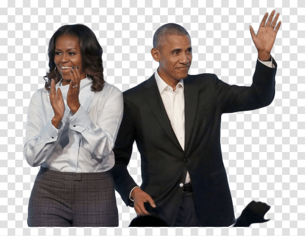 Michelle Obama Y Barack, Person, Suit, Overcoat Transparent Png