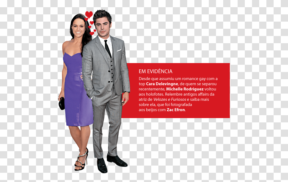 Michelle Rodriguez E Zac Efron Formal Wear, Person, Shoe, Tie Transparent Png