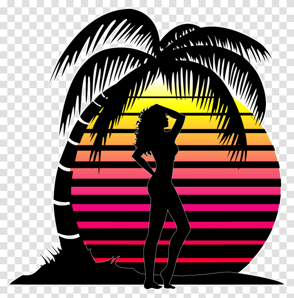 Michelle S Girl W Tree Copy Michelle's Beach House Derby, Person, Plant, Palm Tree, Silhouette Transparent Png