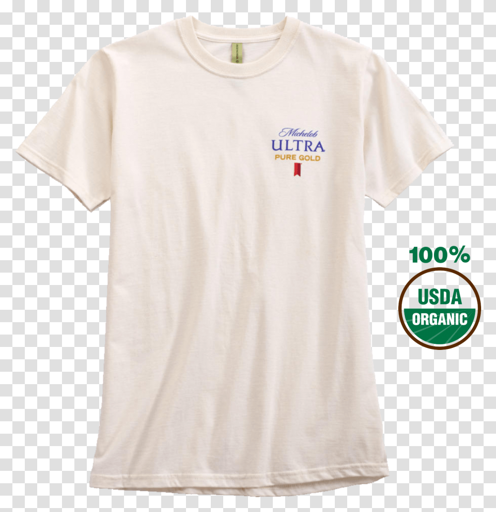 Michelob Ultra Gold Organic T Shirt, Clothing, Apparel, T-Shirt, Sleeve Transparent Png