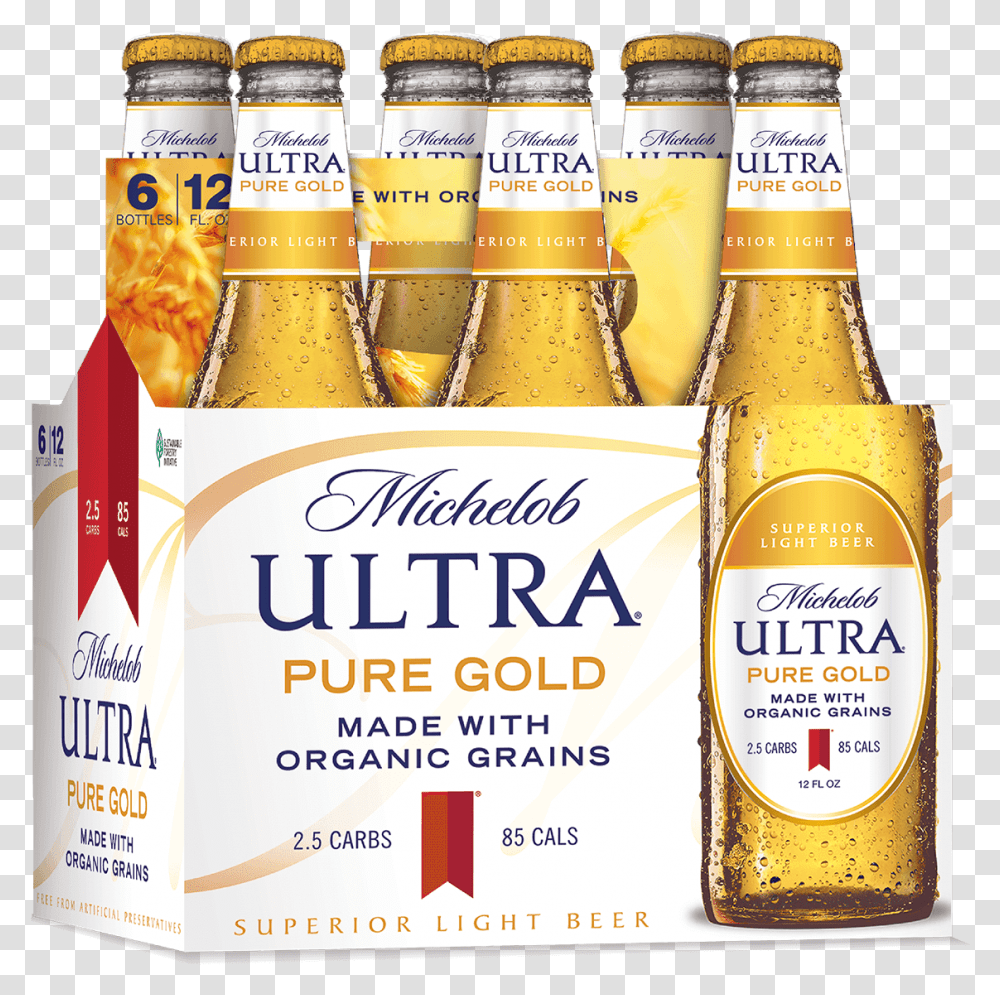Michelob Ultra Pure Gold, Beer, Alcohol, Beverage, Drink Transparent Png