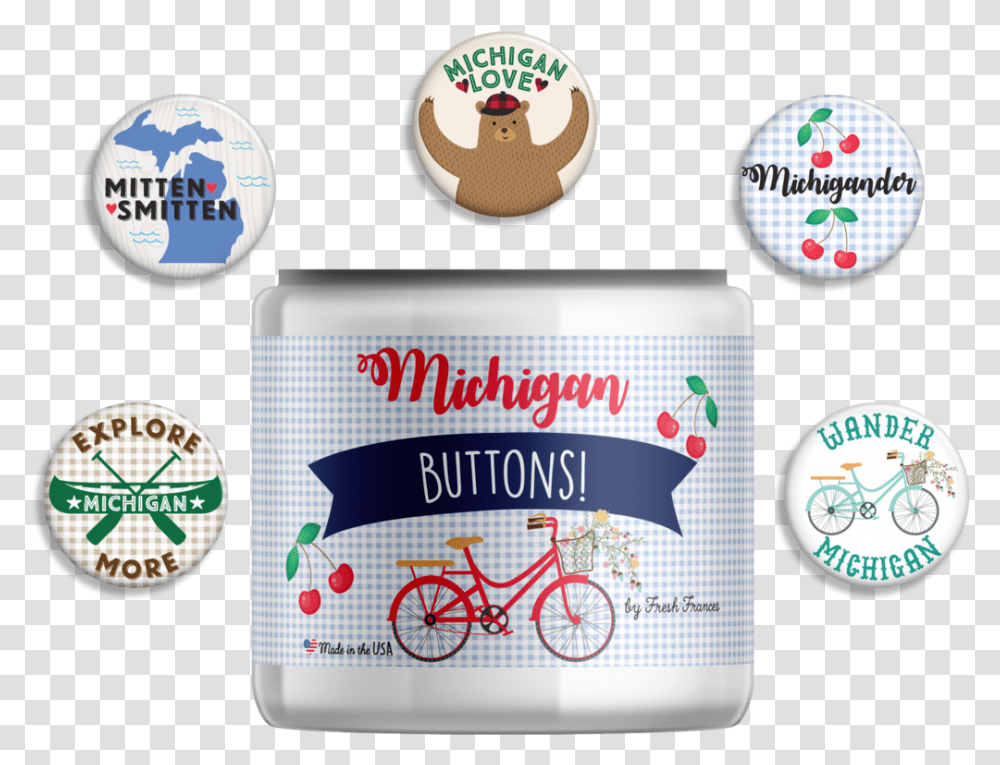 Michigan Button Jar Emblem, Label, Bicycle, Wheel Transparent Png