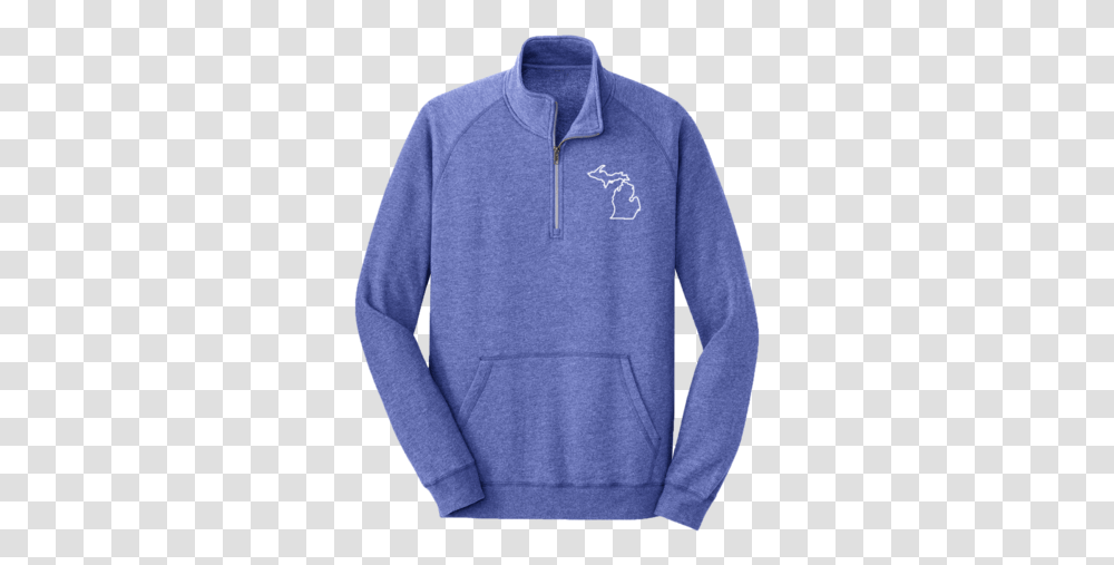 Michigan Outline Quarter Zip Sweatshirt Polar Fleece, Clothing, Apparel, Sweater, Sleeve Transparent Png