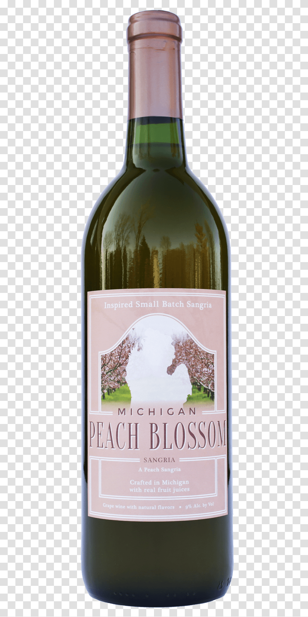 Michigan Peach Blossom Sangria A Peach Sangria Glass Bottle, Wine, Alcohol, Beverage, Drink Transparent Png