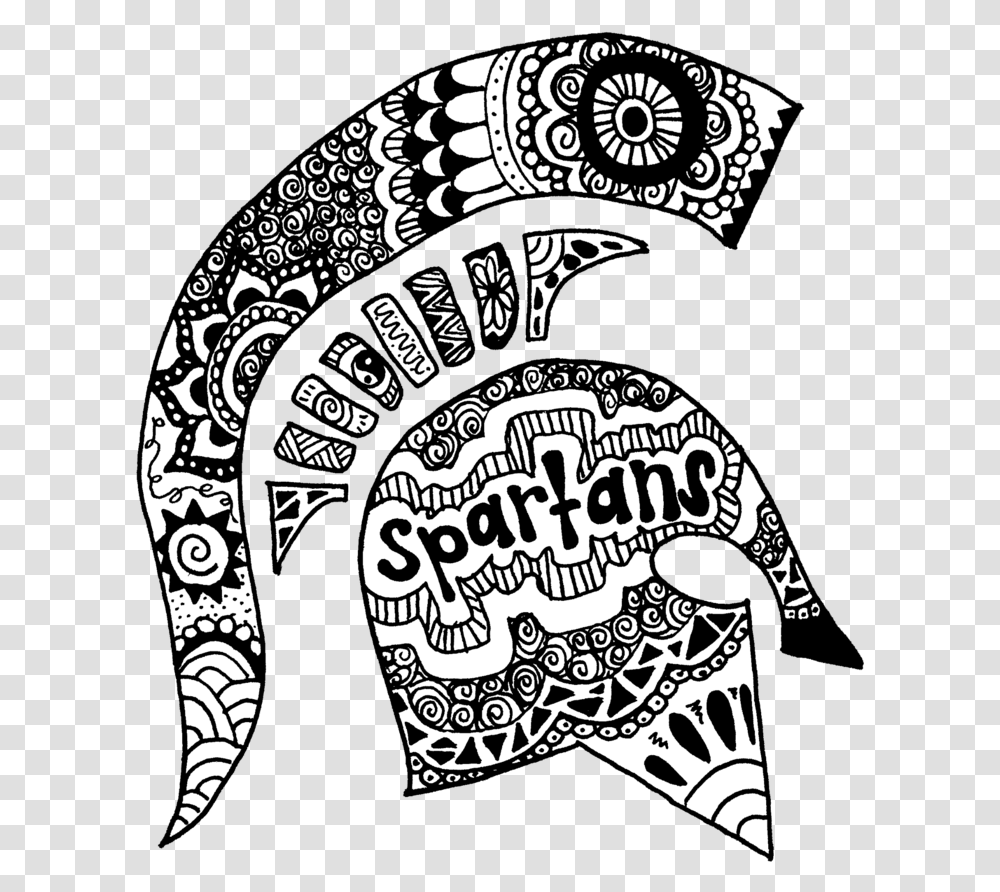 Michigan Spartans Zentangle Michigan State Spartans Coloring Page, Doodle, Drawing, Label Transparent Png