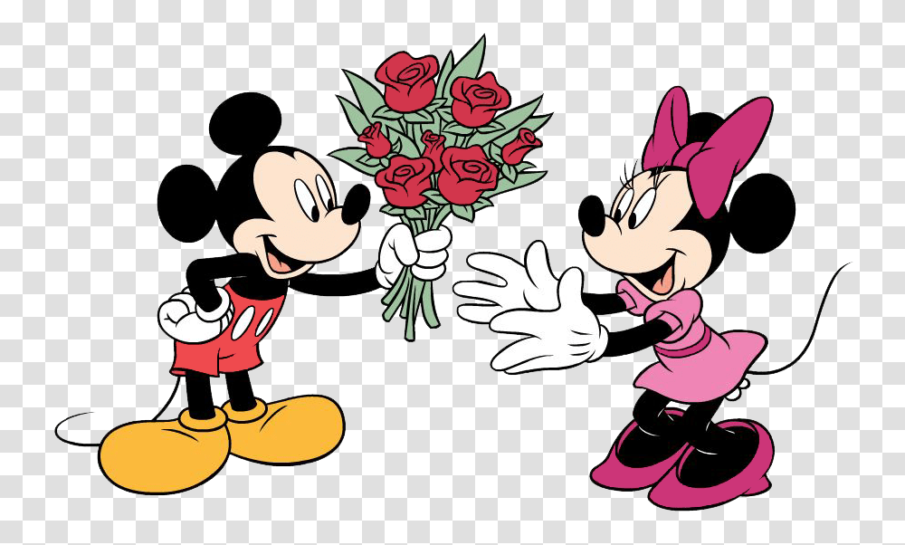 Mickey And Minnie Clipart Look, Floral Design, Pattern, Plant Transparent Png