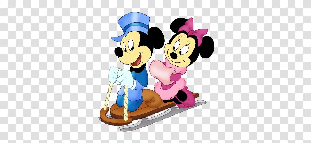 Mickey And Minnie Mouse, Sled, Toy Transparent Png